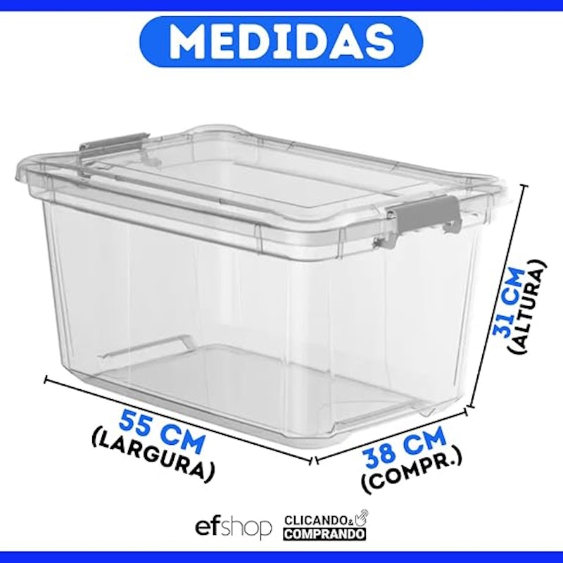 Caixa Plástica Organizadora Transparente 50 L 2