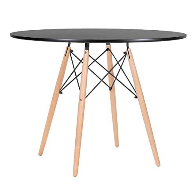 Mesa Redonda Eames 100 cm Preto + 4 Cadeiras Eiffel DSW Branco 3