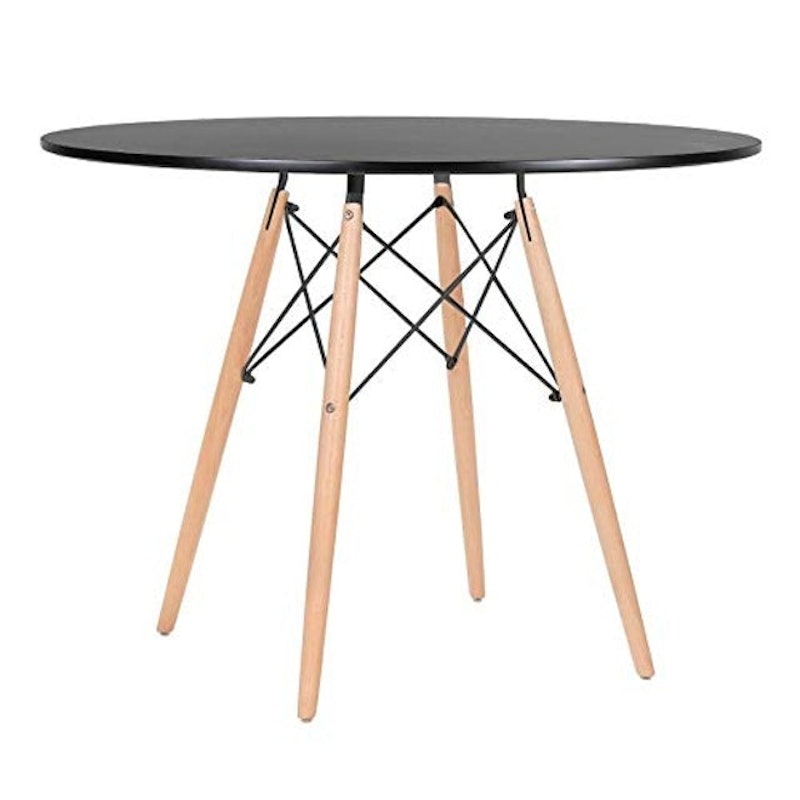 Mesa Redonda Eames 100 cm Preto + 4 Cadeiras Eiffel DSW Branco 3