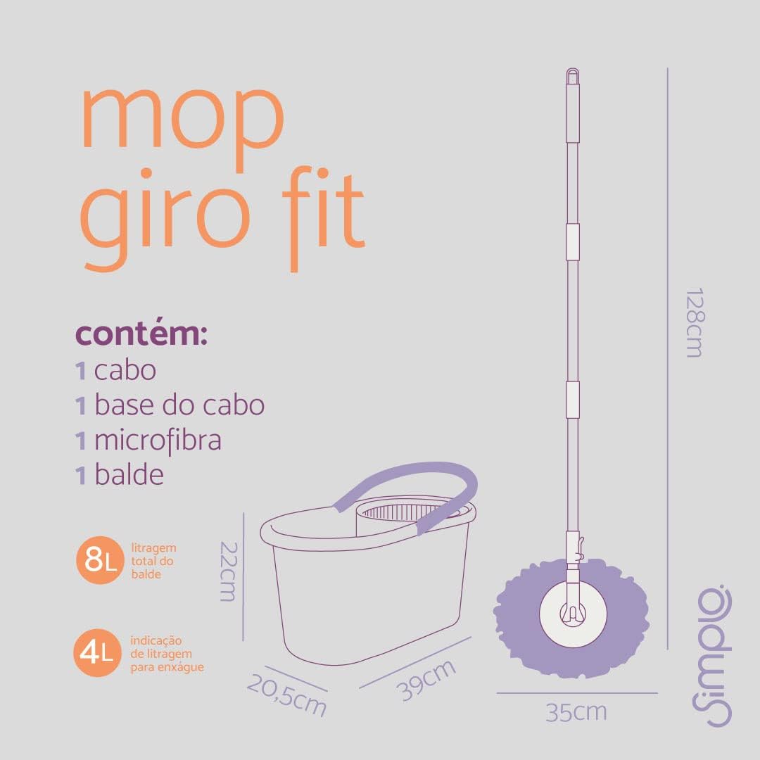 Mop com Balde e Esfregão Giro Fit 4