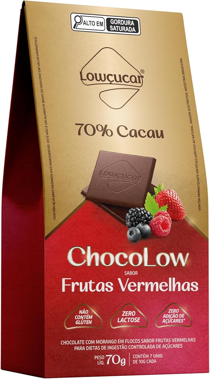 Chocolow Chocolate 70% Sabor Frutas Vermelhas Zero Lactose 1