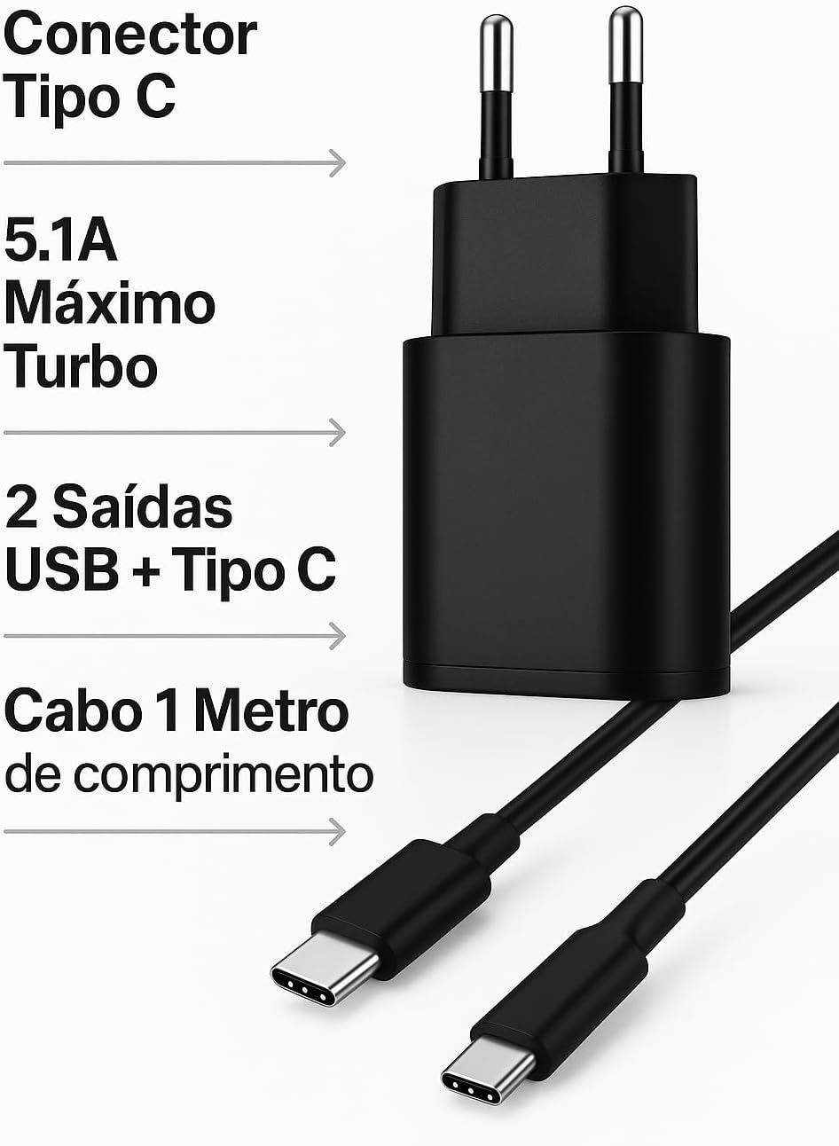 Carregador Compatível Kindl-e 11ª Geração USB-C Ultra Rápido 5