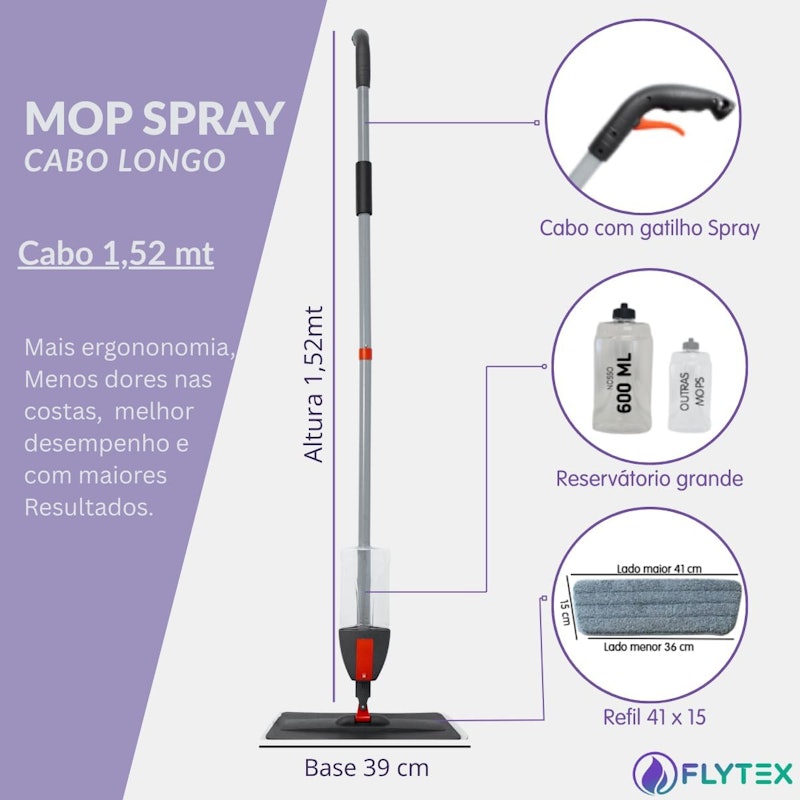 Mop Spray Esfregão Cabo Grande 3