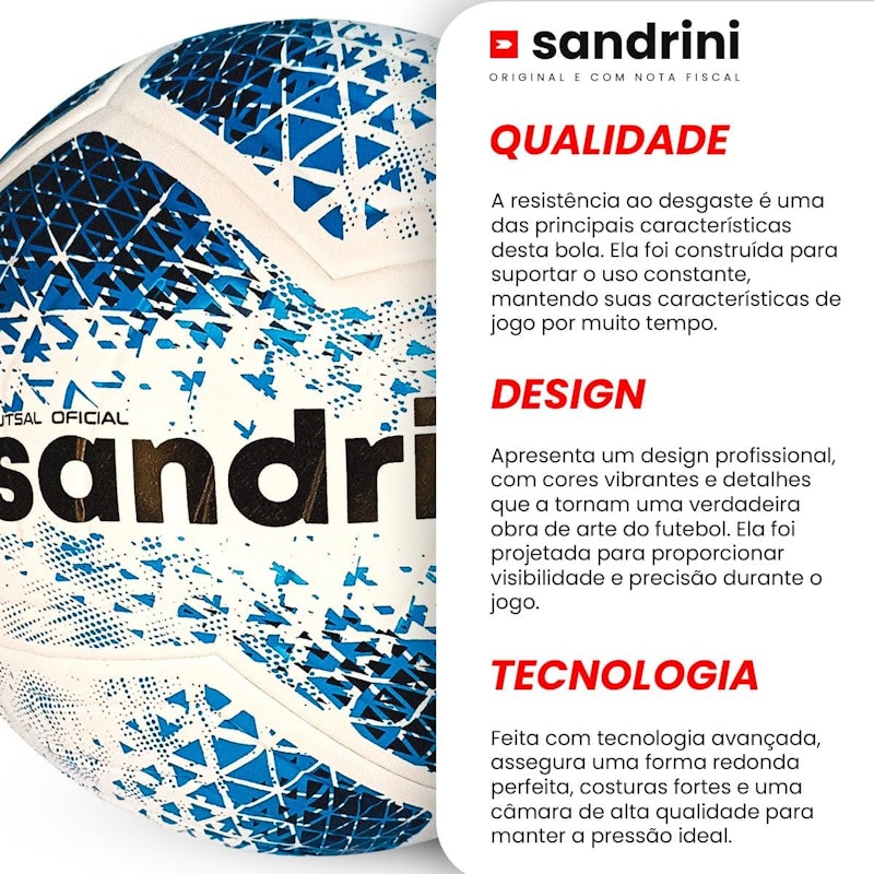 Bola de Futsal Sandrini Pro Oficial Alta Performance Quadra 5