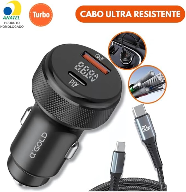 Kit Carregador Veicular TurboPD 60 W 4