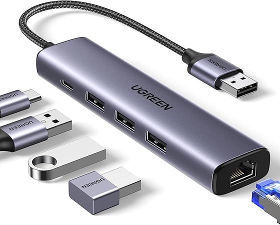 Hub Adaptador USB 3.0 Ugreen 5 em 1 com Porta Rj45 Ethernet 1