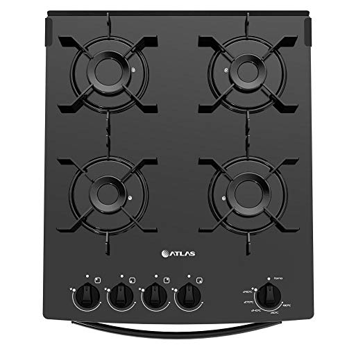 Fogão 4 Bocas Preto com Mesa de Vidro Atlas Mônaco Top Glass  3