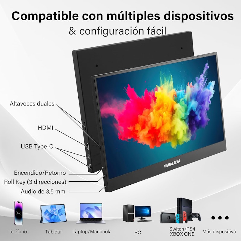 Monitor Portátil 15,6" 1080P FHD USB-C HDMI 3