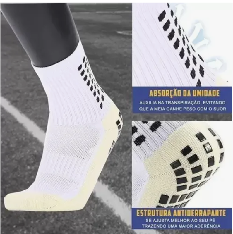 Meia Antiderrapante Futebol Cano Médio 3