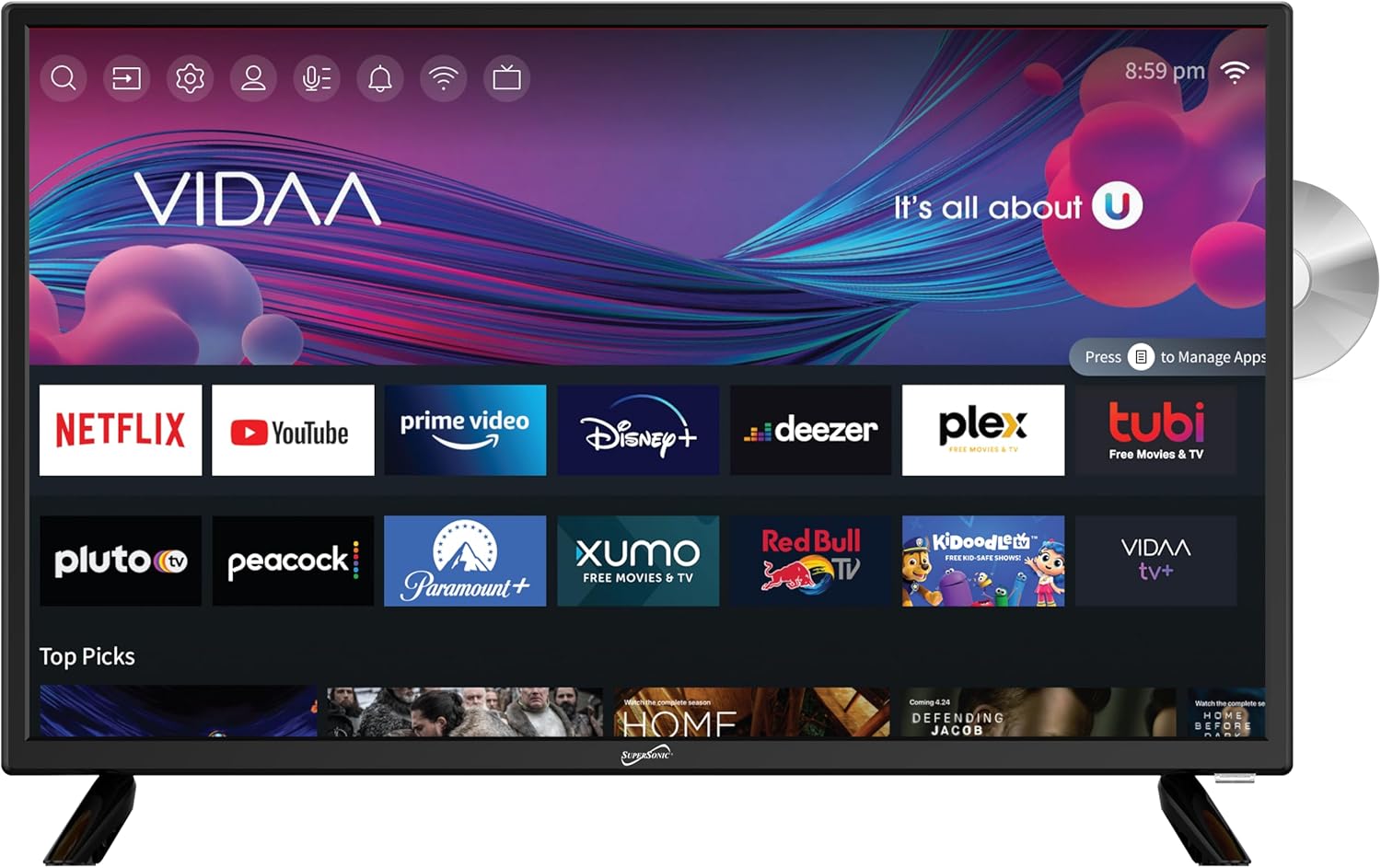 TV Led HDTV Widescreen de 24 Polegadas Supersonic 1