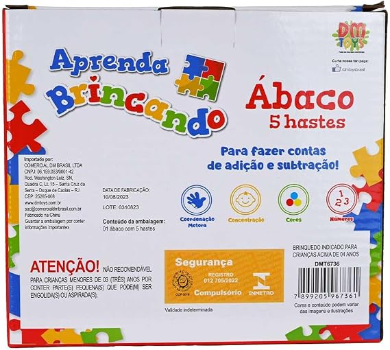 Aprenda Brincando Ábaco 5 Hastes 3
