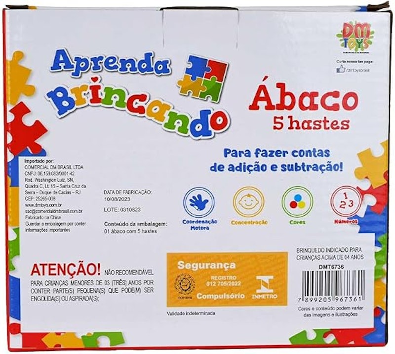 Aprenda Brincando Ábaco 5 Hastes 3