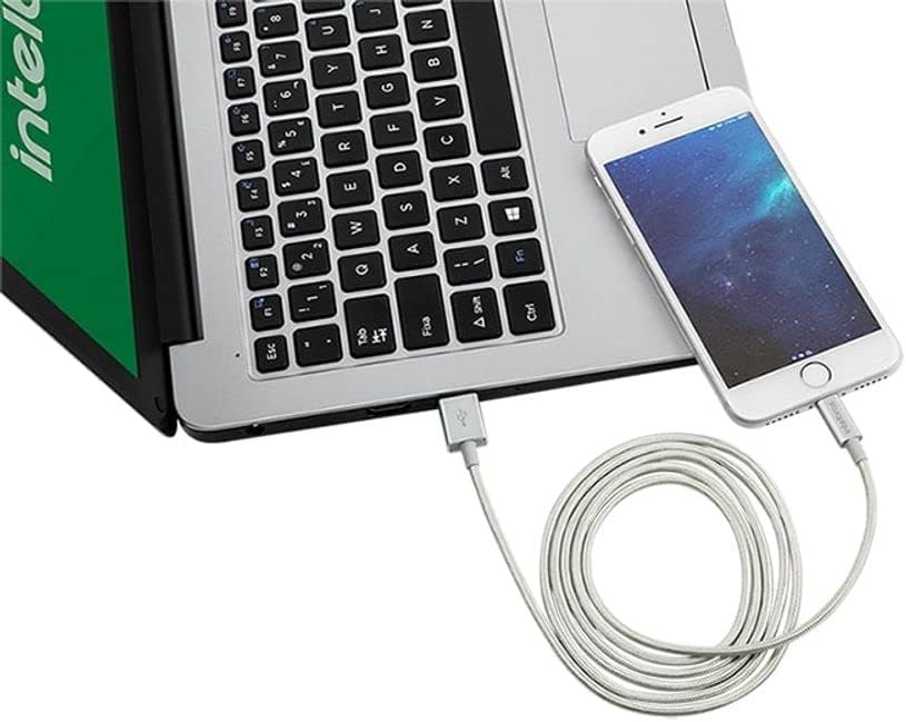 Cabo USB-A para Lightning de 1,5 m em Nylon Branco EUAL 15NB Intelbras 4