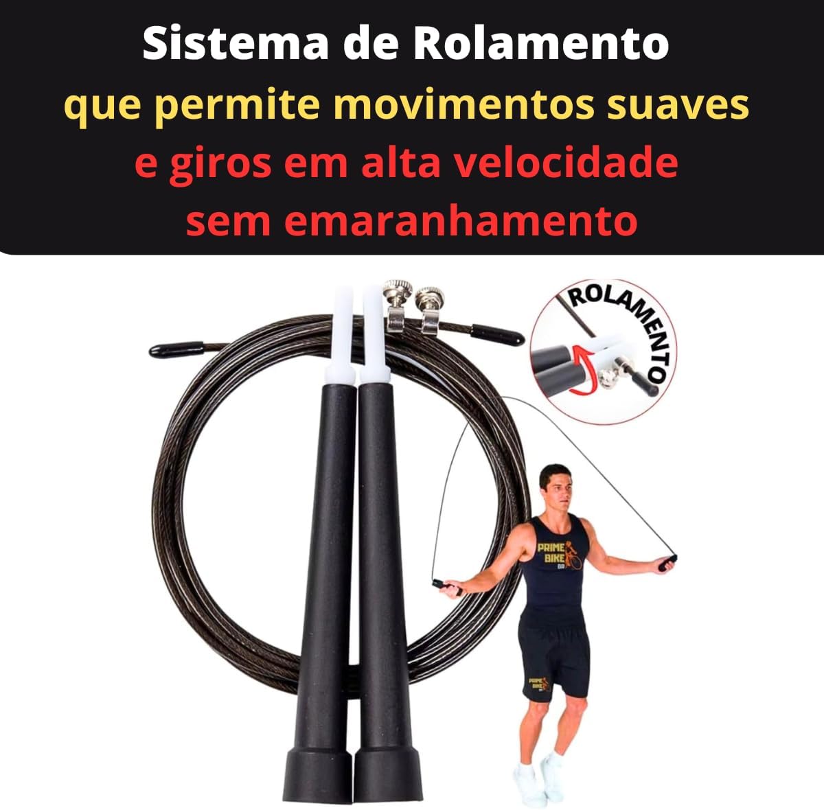 Corda de Pular de Aço Crossfit com Rolamento Profissional 2,6 Metros 2