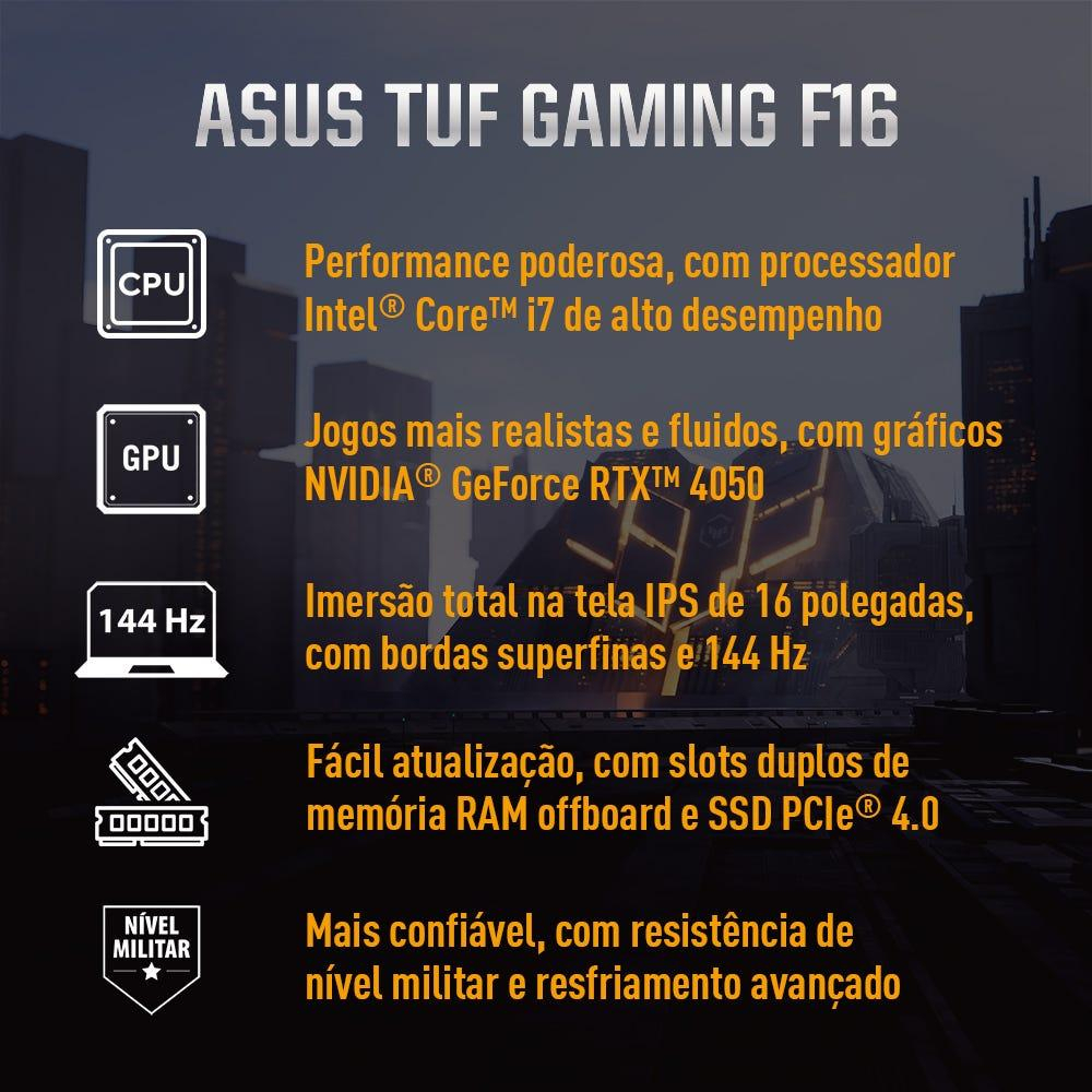 Notebook ASUS TUF Gaming F16 Intel Core i7 8 GB, 512 GB 5