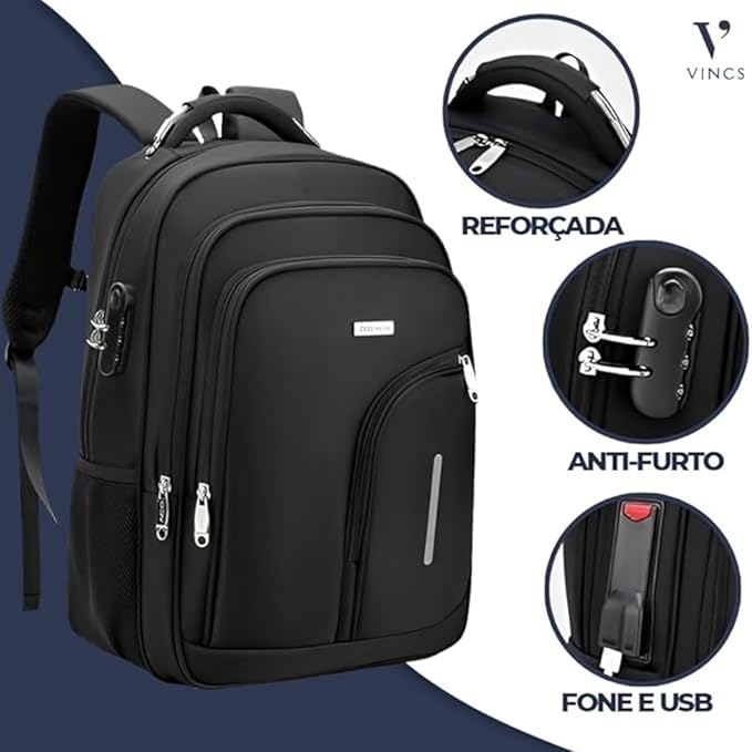 Mochila Masculina Reforçada Executiva Grande VINCS 2