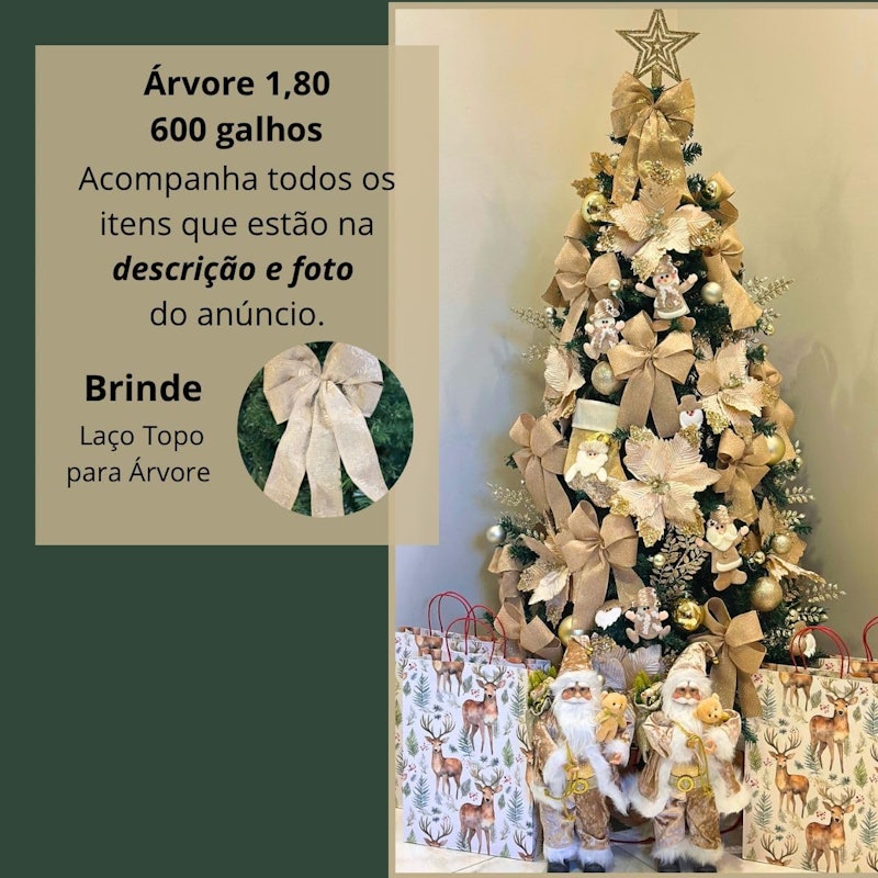 Árvore de Natal Completa Enfeites Pisca LED 1,80 m 600 Galhos 5