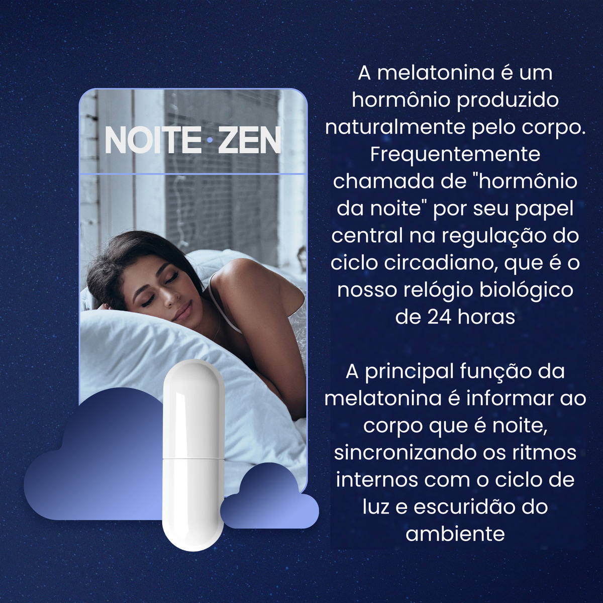 Noite.Zen Melatonina 0,21 mg, Triptofano, Magnésio, Vitaminas B3 e B9 4