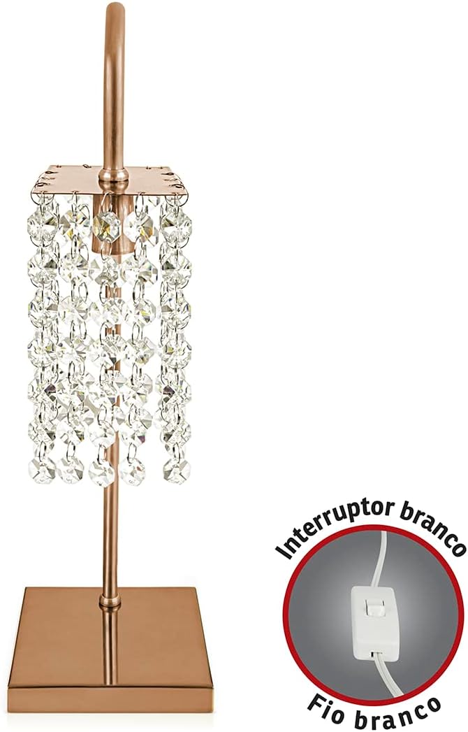 Abajur Clearcrillic Cristal Acrílico Quadrado New Cobre 3