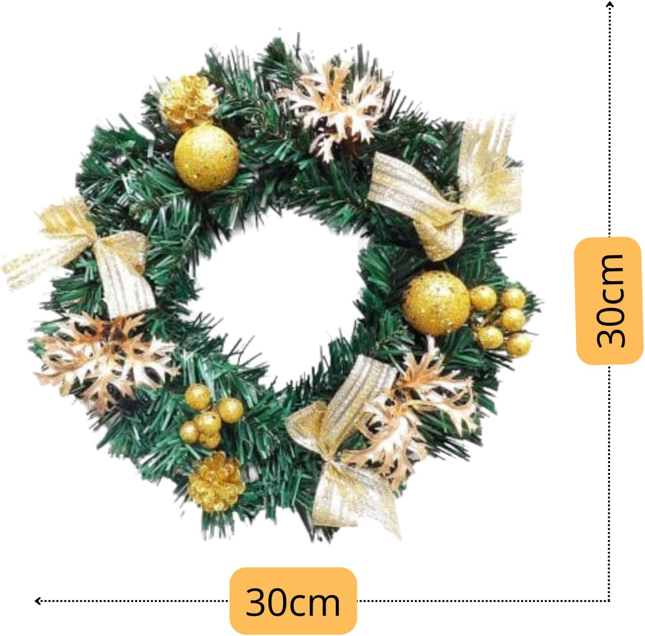 Guirlanda de Natal Verde com Enfeites Dourados 2