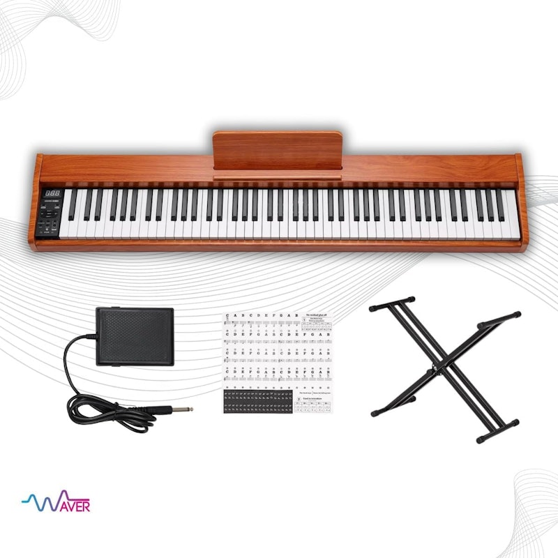 Piano Digital Bivolt c/ Pedal Elétrico e Suporte Marrom Waver 4