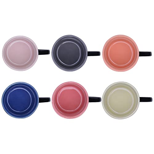 Mini Caneca Preta Cerâmica Bicolor 6 Peças 2