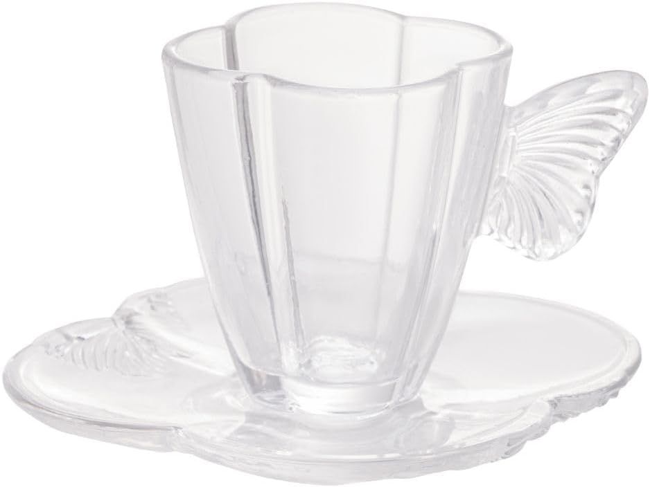Conjunto 4 Xícaras de Café de Vidro com Pires Butterfly 1