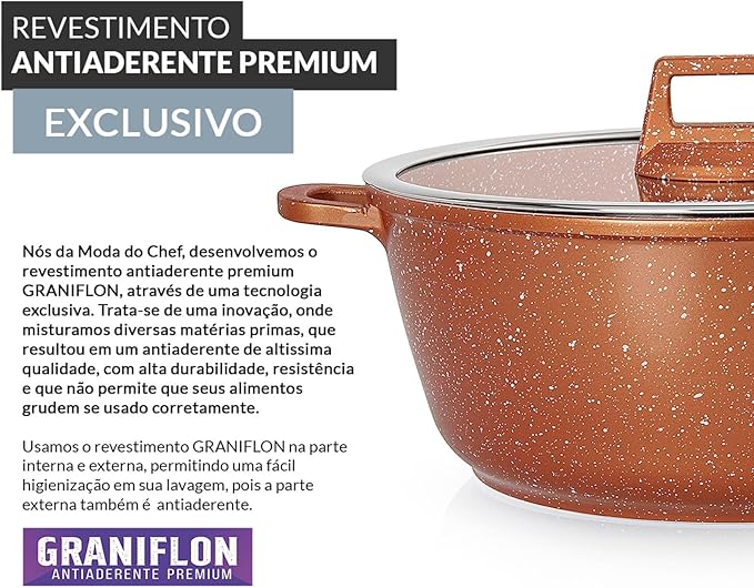 Caçarola Antiaderente 32cm Laranja Graniflon 3