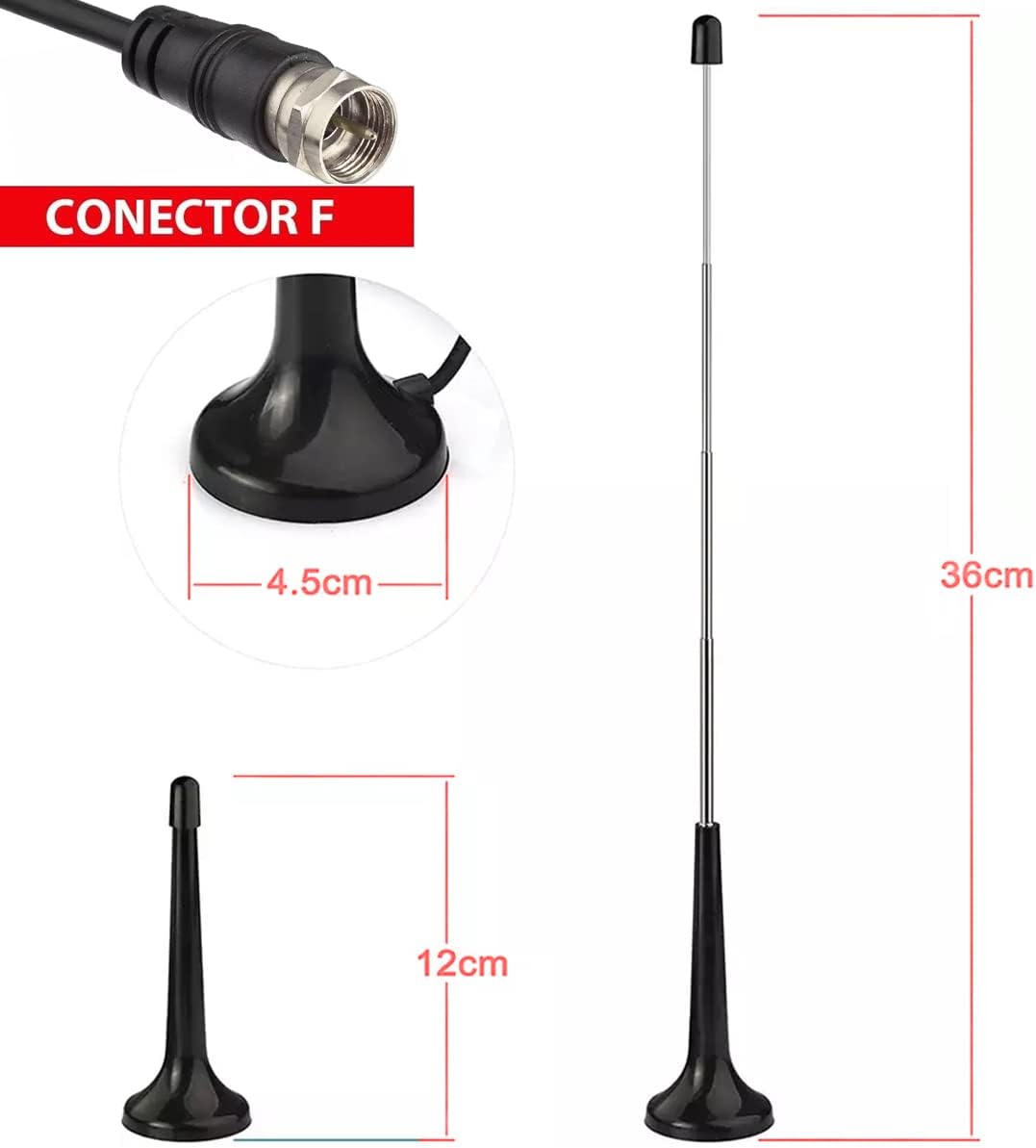 Antena Digital Interna 4-6 dBi 3 m Tomate MTV-3015 5
