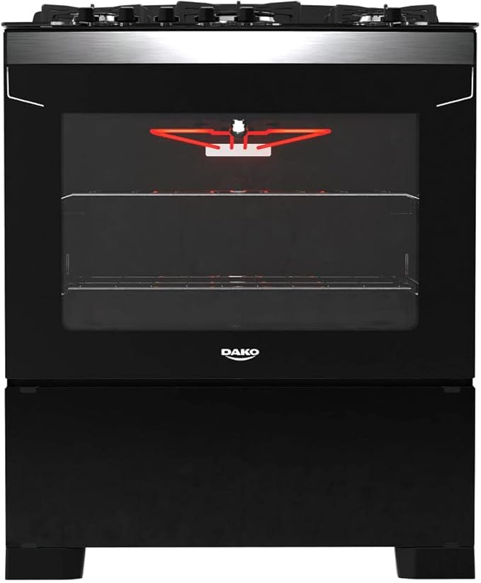 Fogão 5 Bocas Preto com Frente em Vidro Preto e Timer Digital Dako Diplomata Grill  2