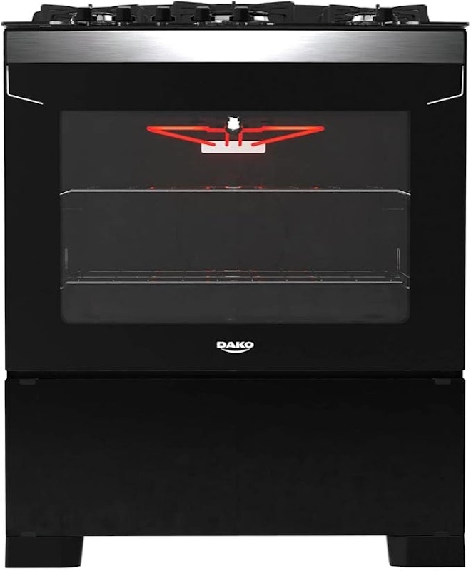 Fogão 5 Bocas Preto com Frente em Vidro Preto e Timer Digital Dako Diplomata Grill 2