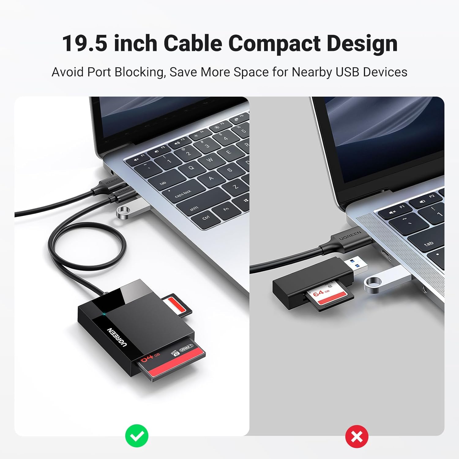 Leitor de Cartão Memória Ugreen para Usb 3.0 Externo Portátil 5