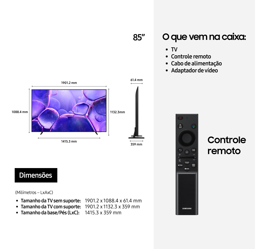 Super Big Smart TV 85" Crystal UHD 4K U8100F 2025 3