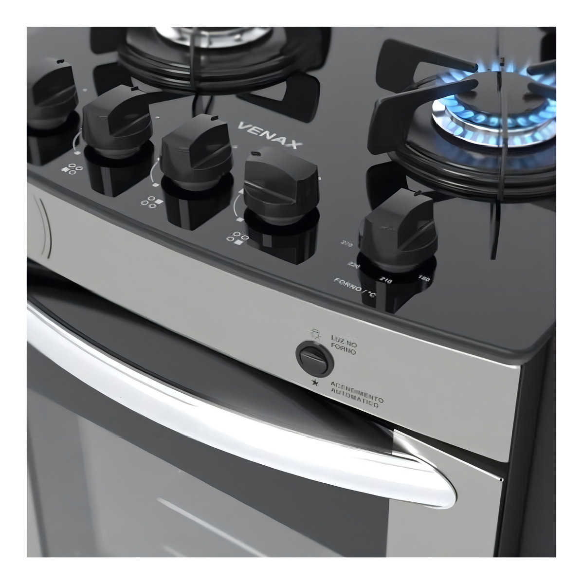 Fogão de Embutir 4 Bocas Venax Gaudi Prisma Vitreo Bl Inox Gas GLP 4