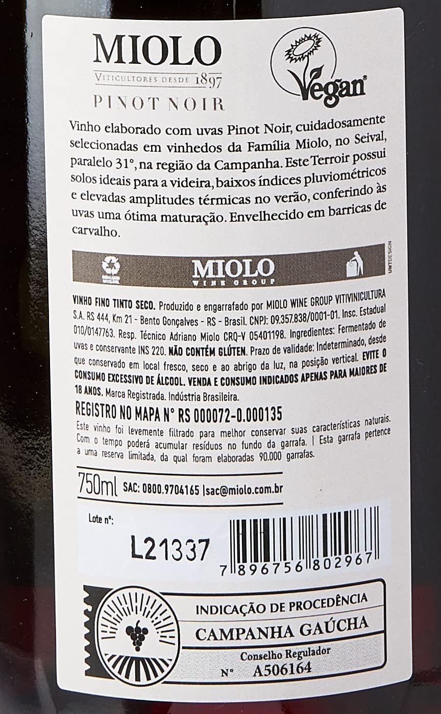 Vinho Miolo Reserva Tinto Seco Pinot Noir 3