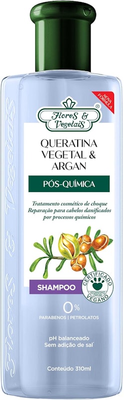 Shampoo Queratina Vegetal e Argan Flores & Vegetais 1