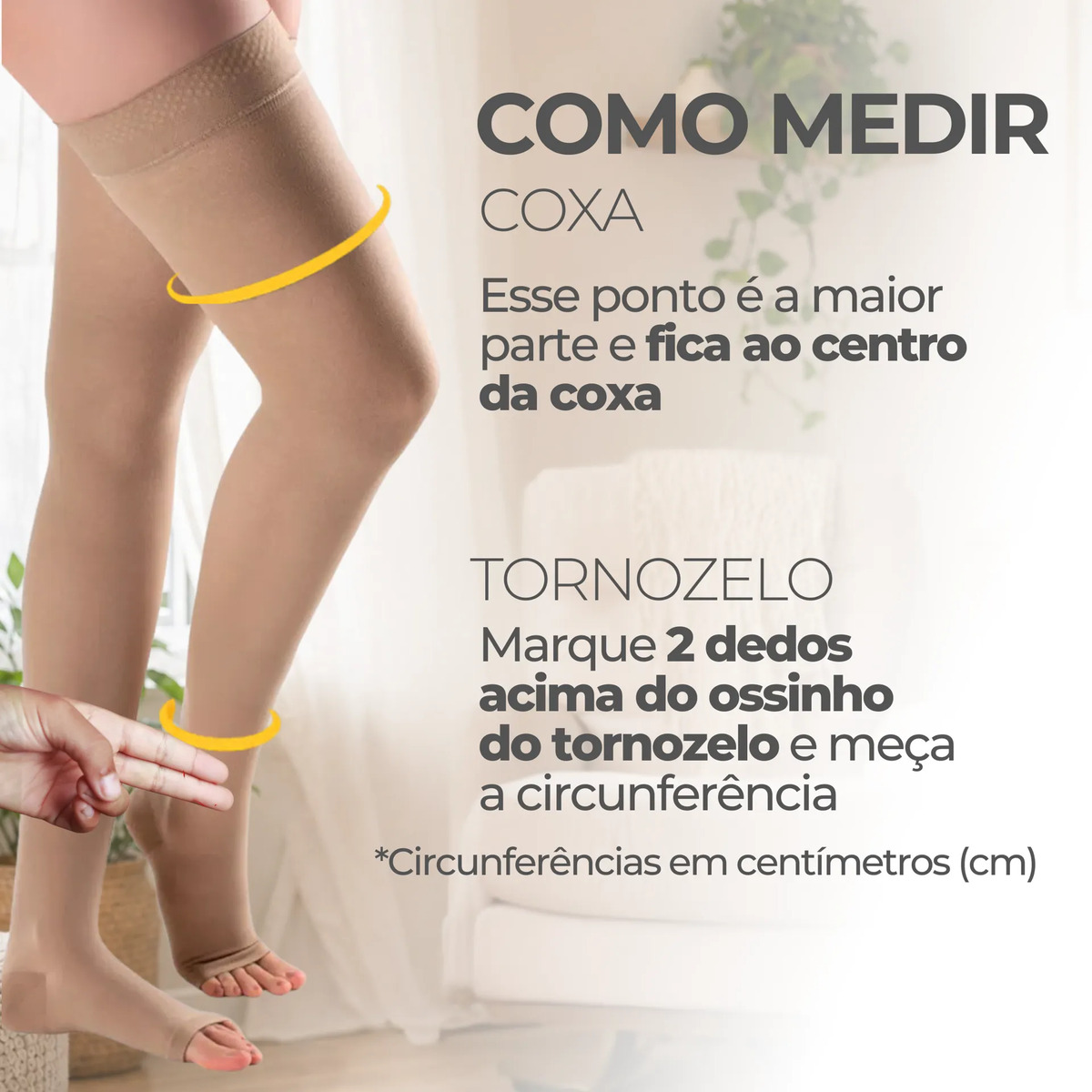 Meia de Compressão Feminina 7/8 Meia Coxa Alta 20-30 mmHg Ponteira Aberta 4