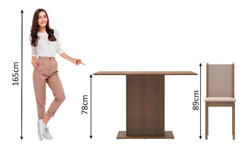 Conjunto Sala de Jantar Madesa Talita Mesa Tampo de Madeira com 4 Cadeiras 4
