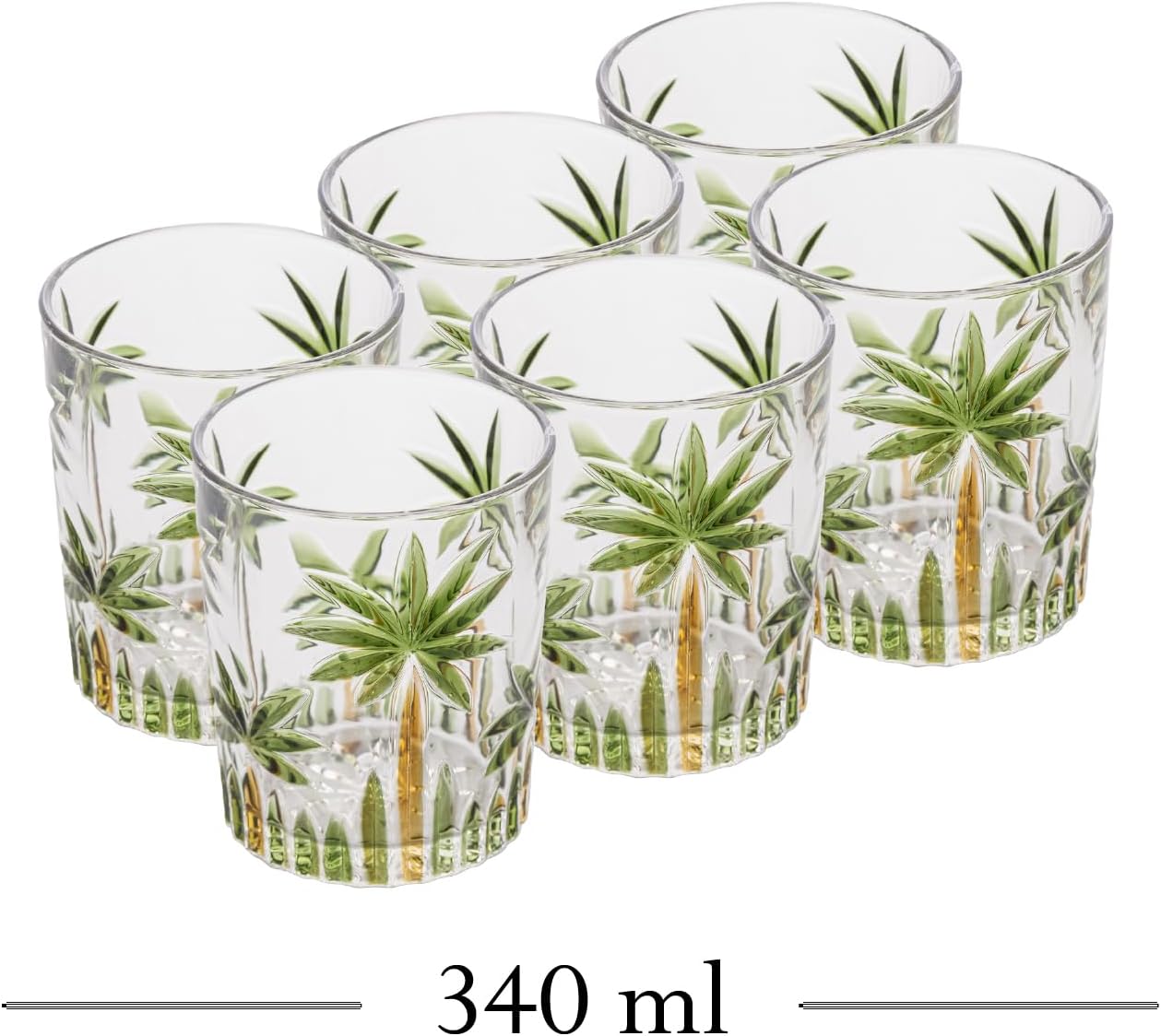 Conjunto 6 Copos Baixo 340 ml em Cristal - Linha Palm Tree Handpaint 4