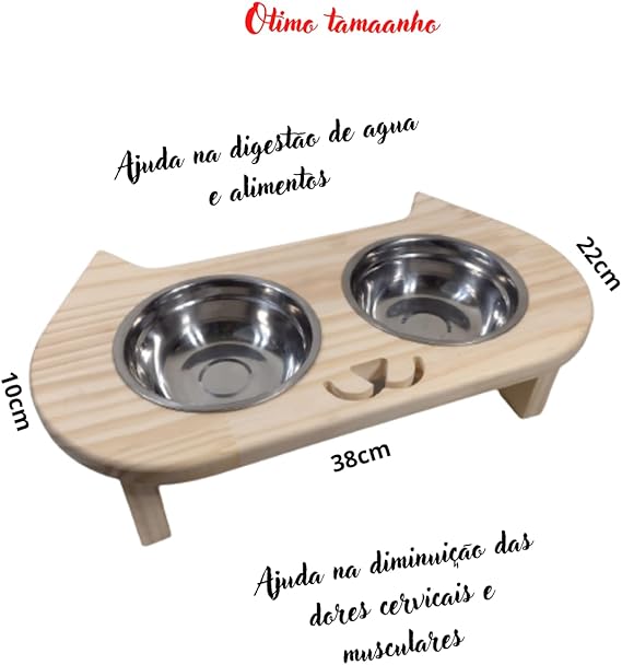 Comedouro Pet Elevado para Gatos 2 Tigelas Aço Inox Tamanho Pequeno 5