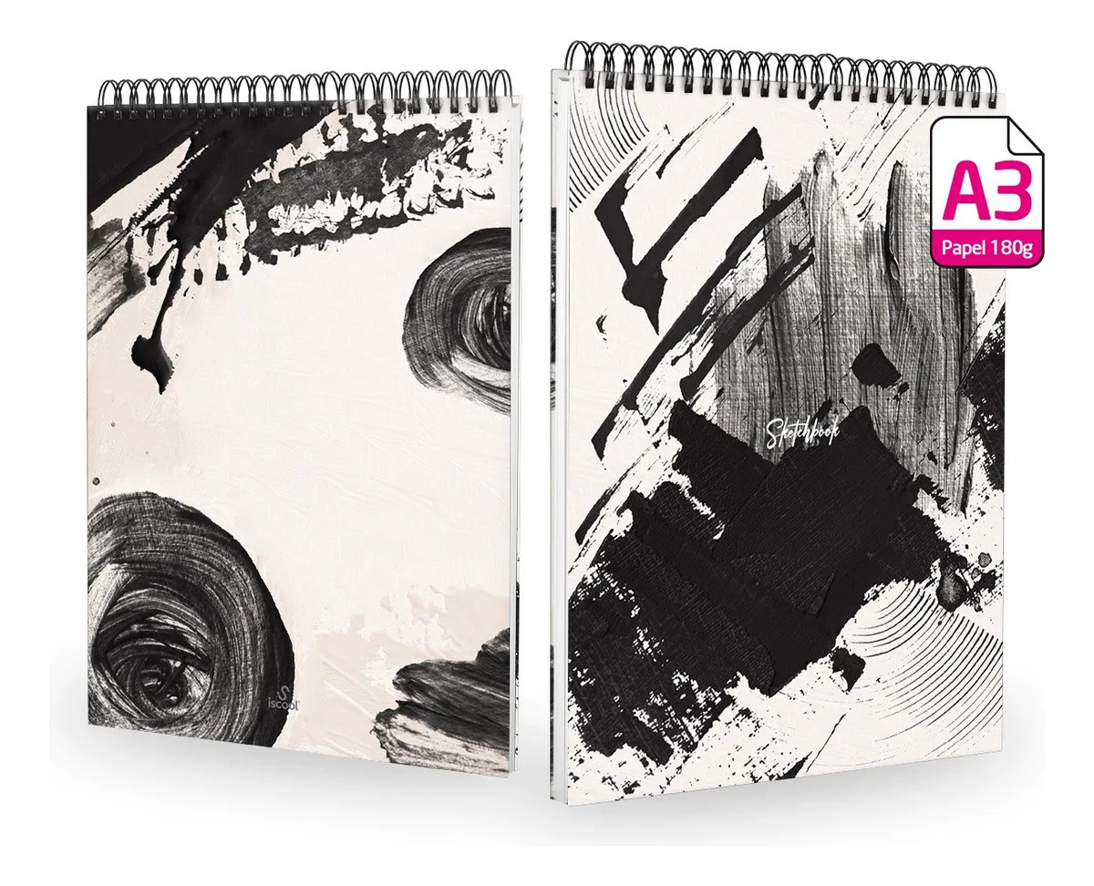 Sketchbook Caderno de Desenho Vertical Lírico Abstrato A3 Ritmo 2