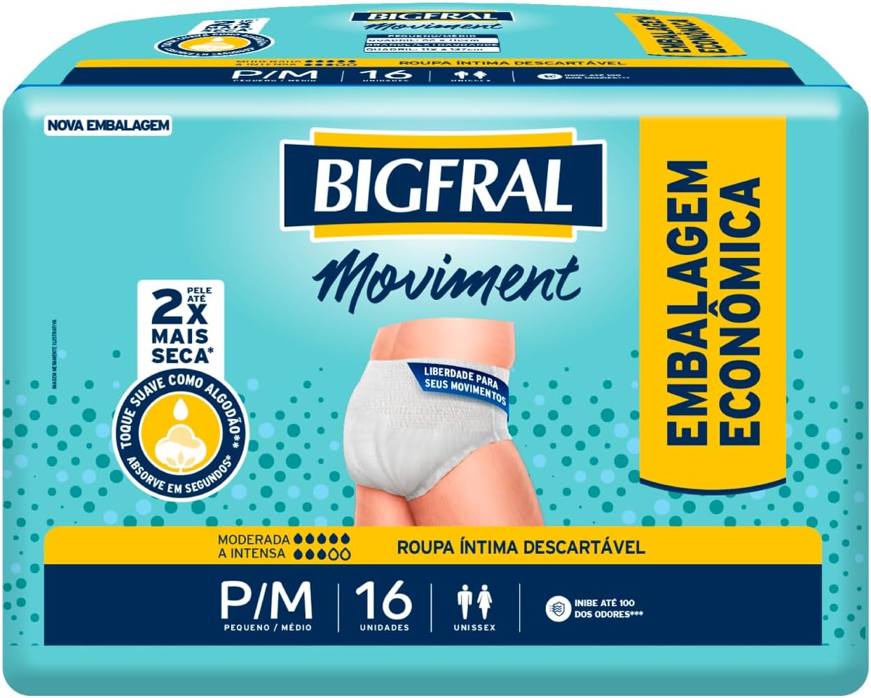 Bigfral Moviment Roupa Íntima Descartável P/M 16 Unidades 1