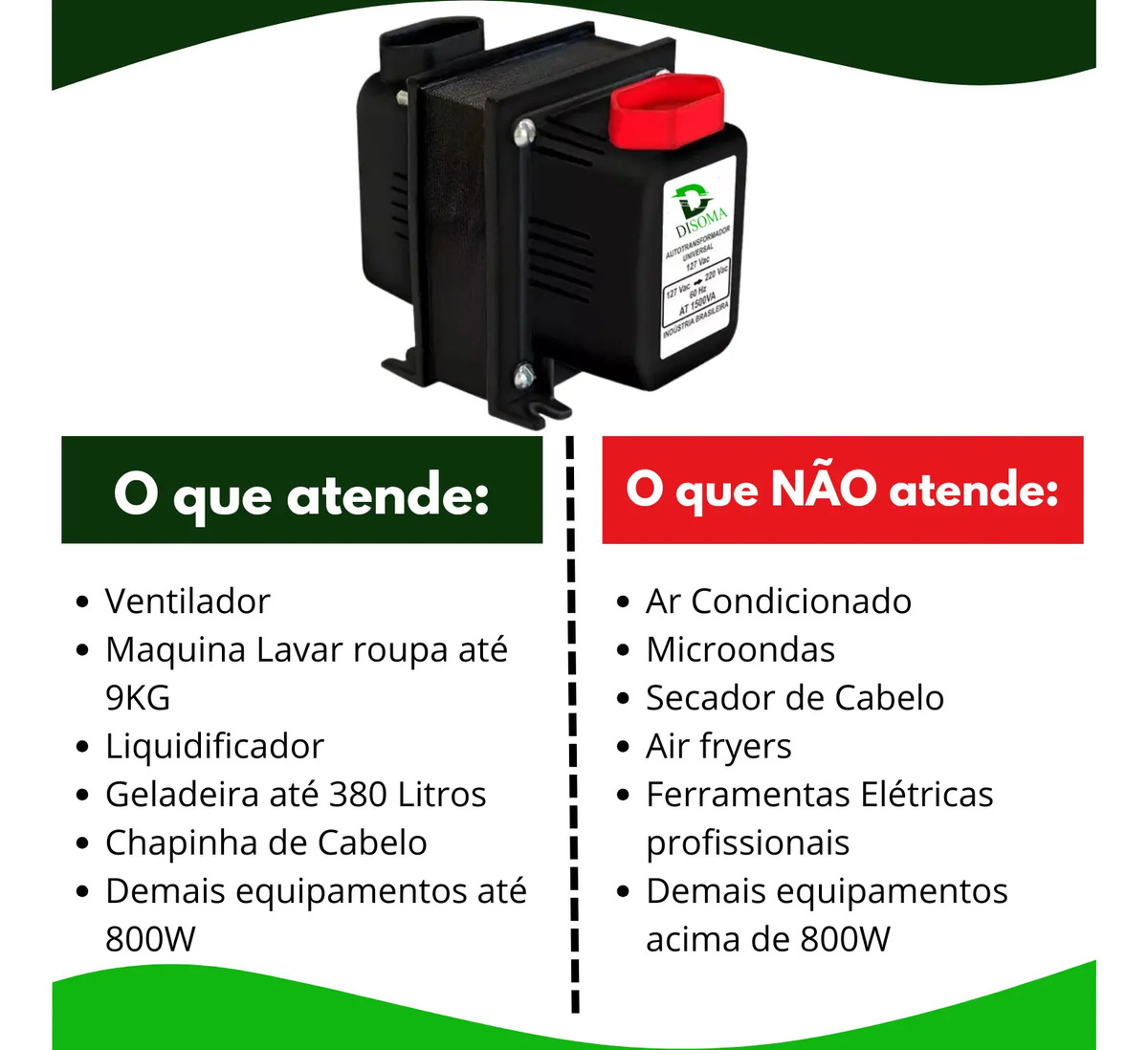 Transformador de Voltagem Bivolt 1500 VA Disoma 2