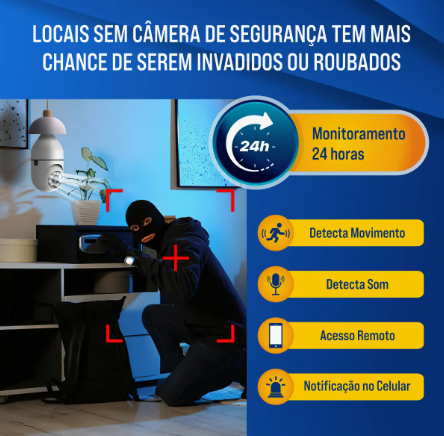 Câmera de Segurança Wi-Fi 360° Hw Lâmpada 2