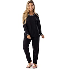 Pijama Confortável Longo em Malha Suave Lisa