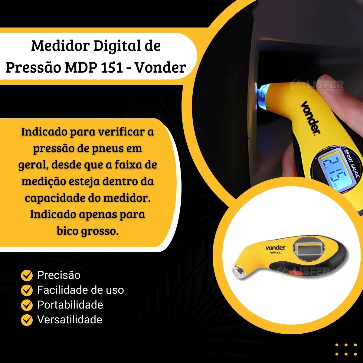 Medidor Digital de Pressão para Pneus MDP 151 2