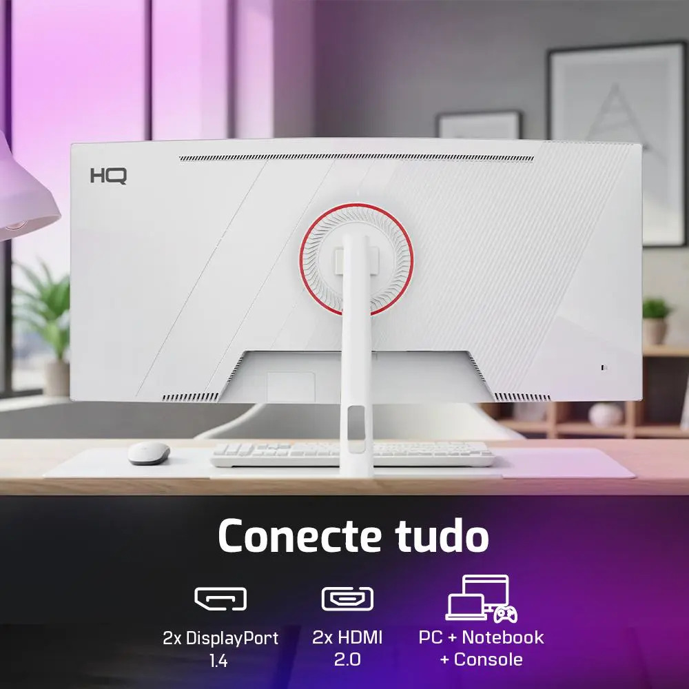 Monitor Gamer 34" Curvo Branco 1 ms 165 Hz HQ Creen 4