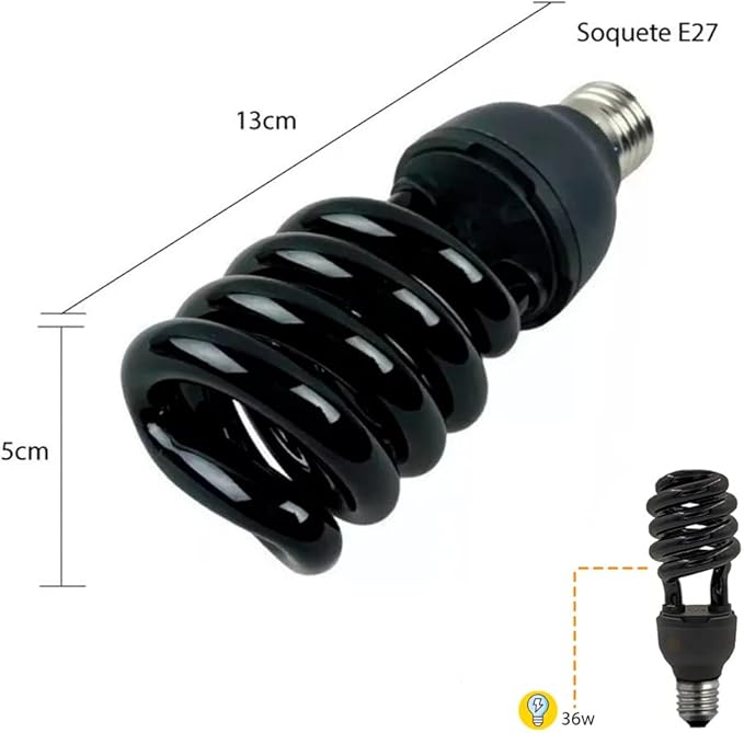 Lâmpada de Luz Negra Fluorescente Ultra Violeta 36w Espiral 3