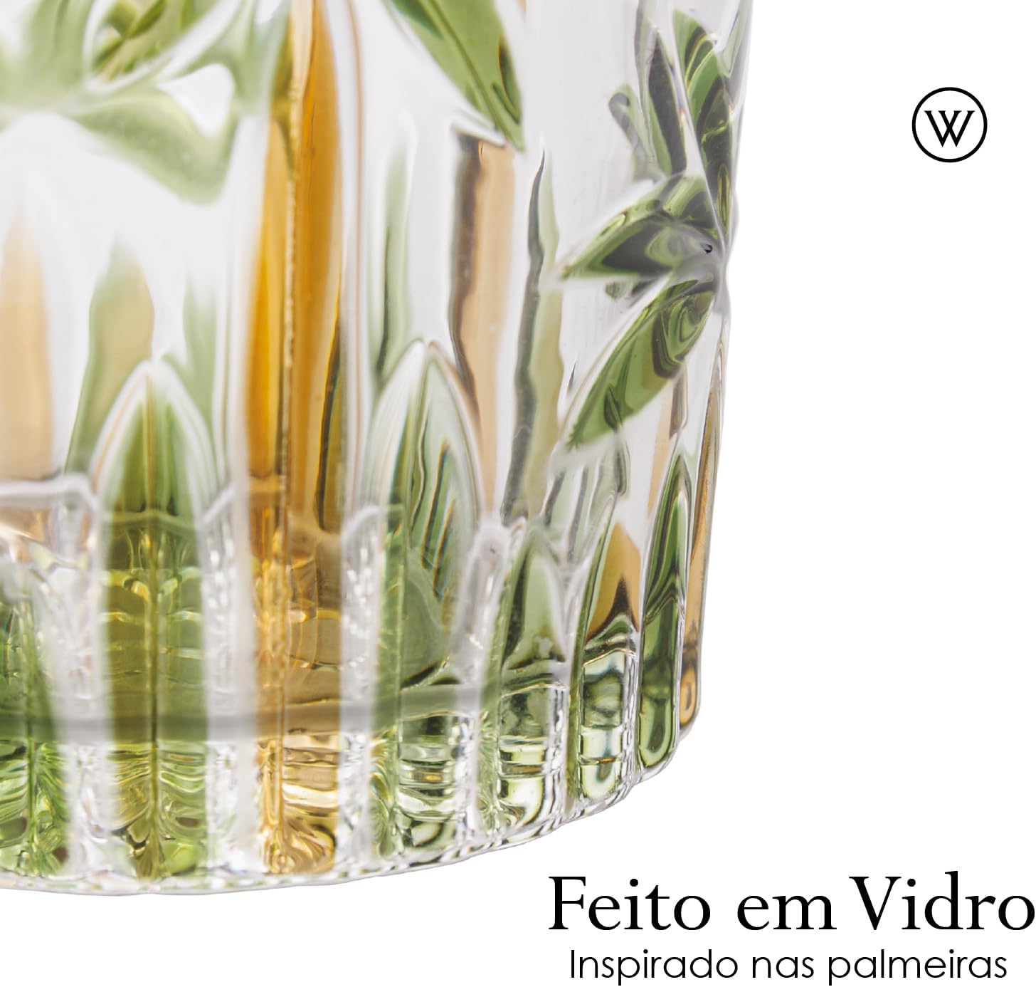 Conjunto 6 Copos Baixo 340 ml em Cristal - Linha Palm Tree Handpaint 3