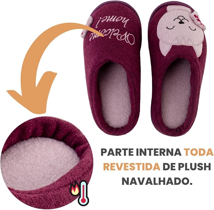 Pantufa Bordada Gatinho Welcome Home 3